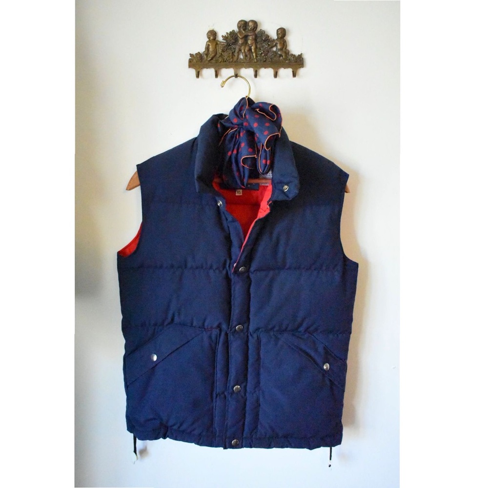 Down Hill Country Navy Sleeveless Puffer Vest EUC